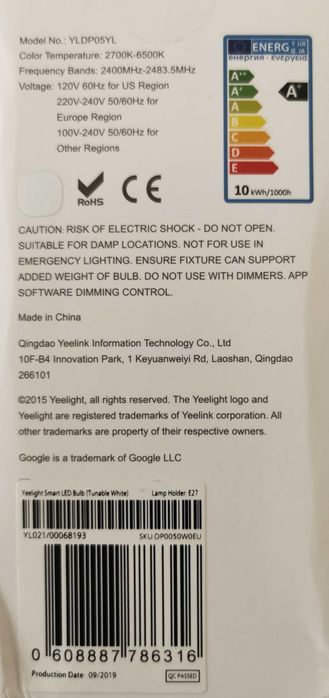Bec LED inteligent Yeelight YLDP05YL