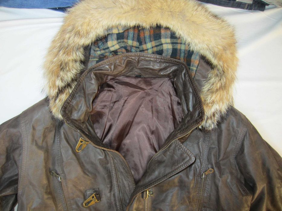 Geaca piele Paris Dakar,mas.54, produs artizanal, gluga, stare f.buna