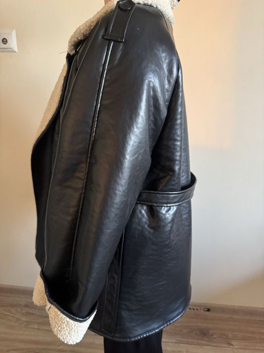 Кожанный короткий трендч