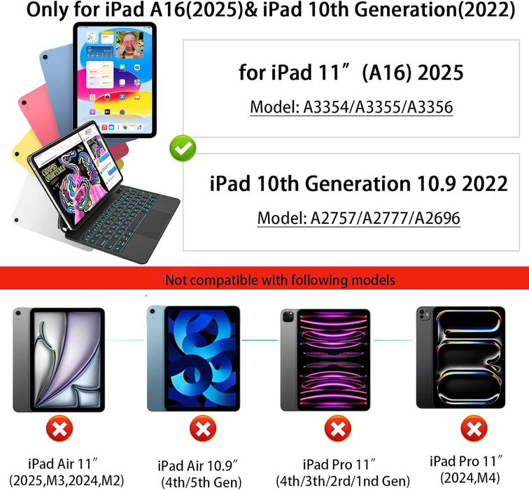 Магнитна клавиатура за iPad 10th/11th Gen Тип Magic Keyboard с Тракпад