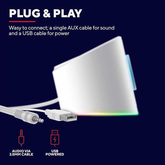Soundbar PC Speaker TRUST GXT 619W Throne 6W RGB TV jack 3.5mm garantie Nou Sigilat