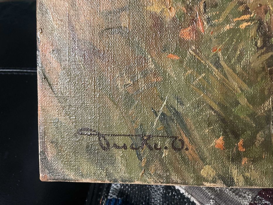 Tablou vechi ulei pe panza - Peisaj Padure - Semnat 80x60