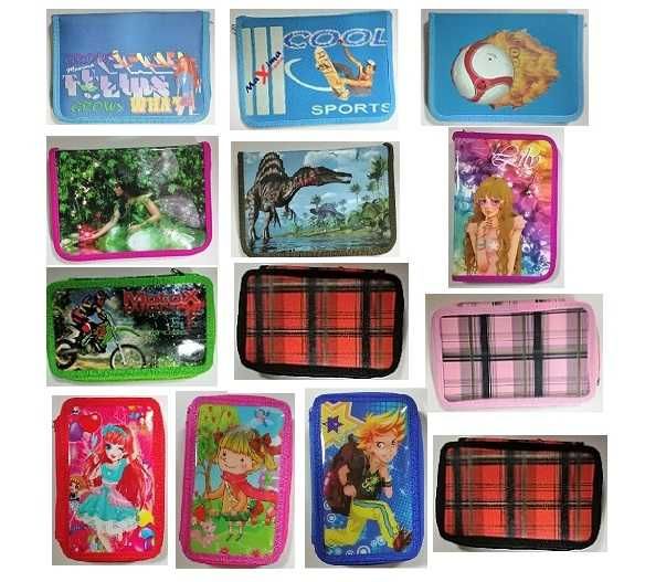 Твърди ученически несесери, незаредени, с 1, 2 или 3 ципа,