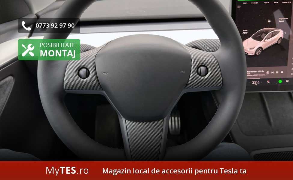 Ornamente spite volan textura fibra carbon - Tesla Model 3 / Y