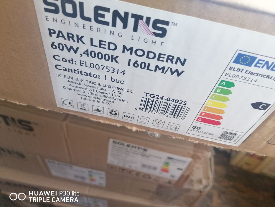 Corp Iluminat Parc/Curte Solentis LED 220v/ 60W, Cod EL0075314, Nou în cutie