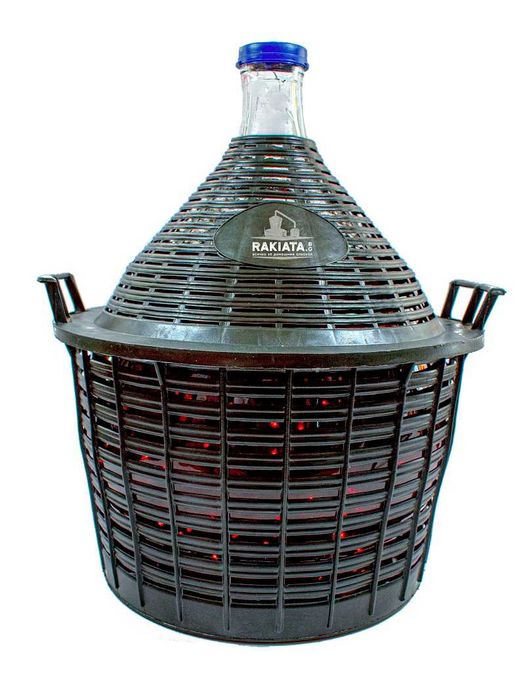 Дамаджана стъклена 15л с PVC оплетка-кош и дръжки PVC капачка 21200077