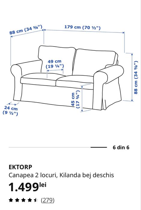 Canapele IKEA - EKTORP Canapea 2 locuri, Kilanda bej deschis