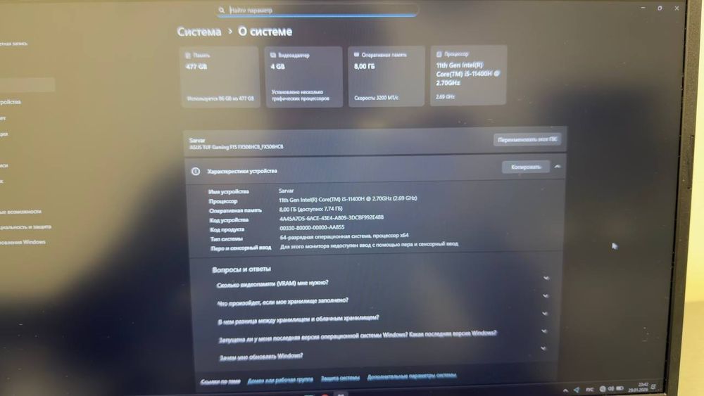 ASUS TUF Gaming i5 rtx video karta noutbuk notebook ноутбук