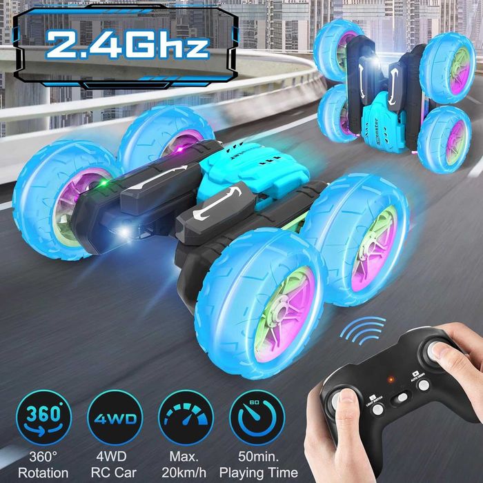 Immver каскадьорска кола за деца 2,4 Ghz радиоуправляема , синя