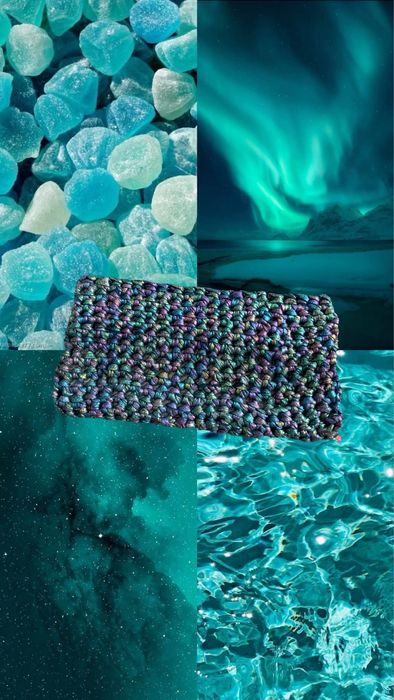 Geantă crochet handmade cu efect aurora boreală