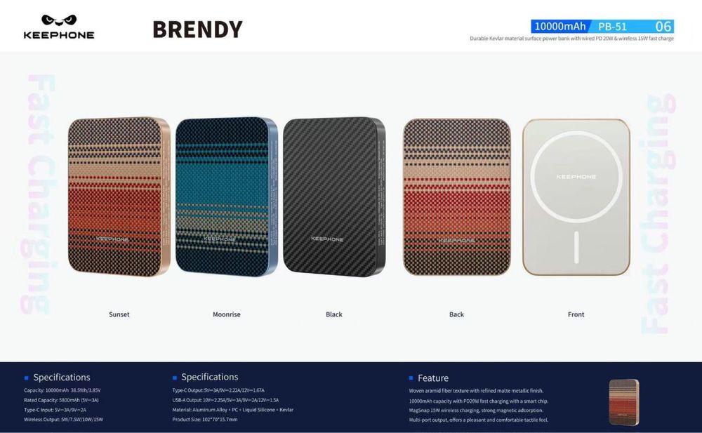 Power bank Keephone Original Carbon Brendy 5.000/10.000mah Pitaka