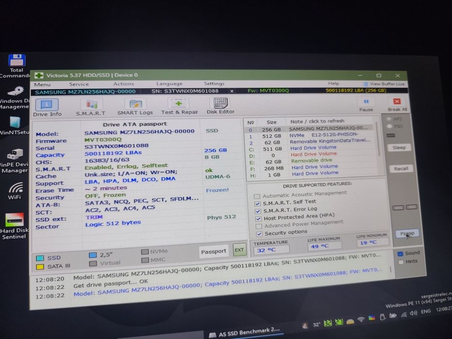Ssd Samsung Pm871b 256gb 97%viata