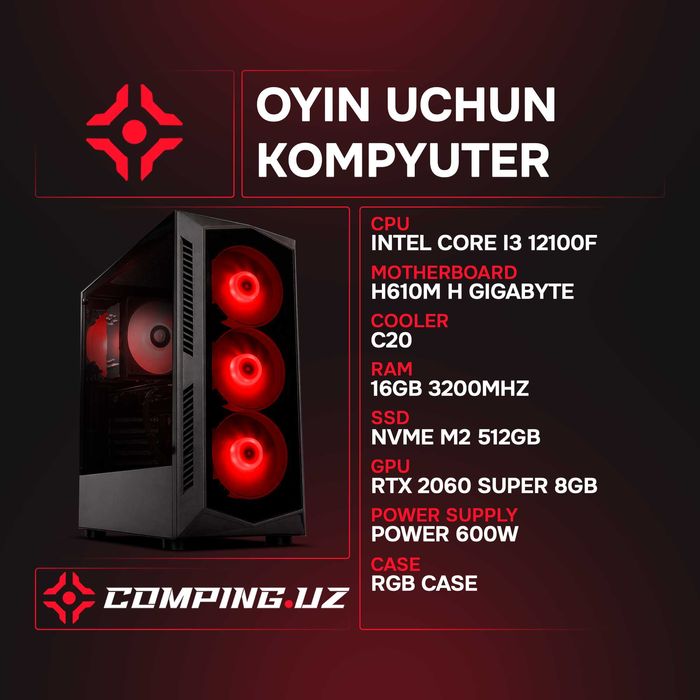 Intel I3 12100F / 16Gb 3200MHz / 512Gb NVMe / RTX 2060 SUPER 8Gb