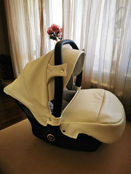 Бебешка количка Junama FLUO 3 in 1, (розова златна рамка)