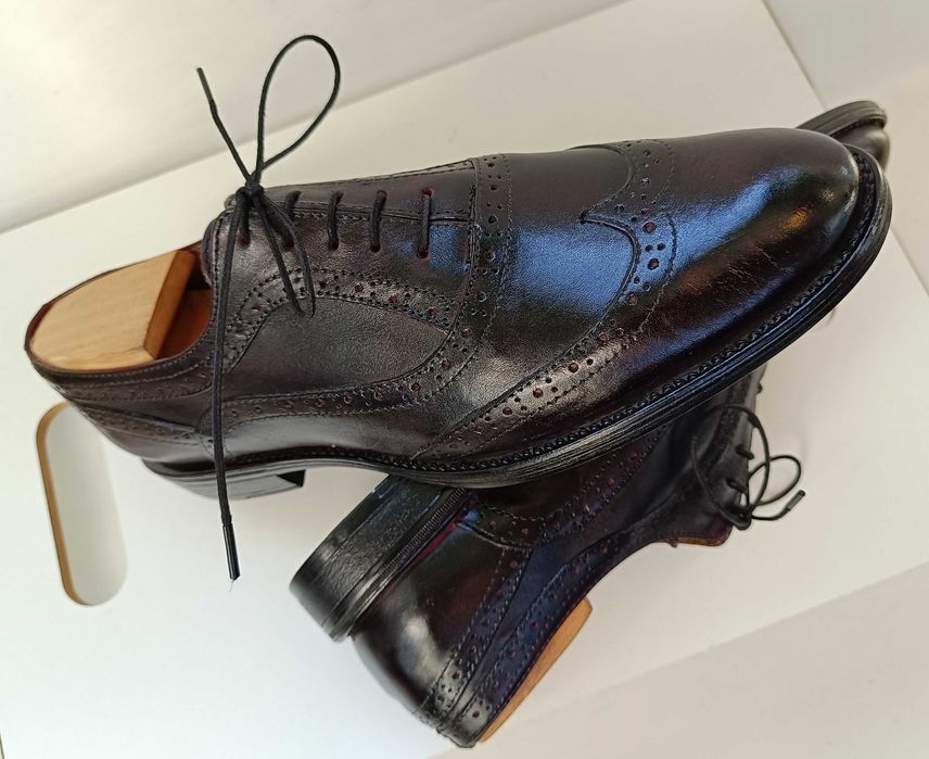Pantofi oxford 40 40.5 brogue Lavoratione Artigianale NOI piele natur
