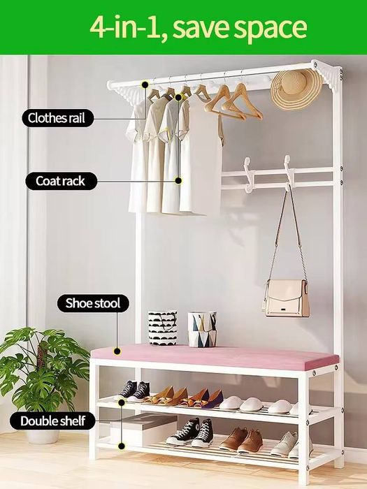 Прихожая с сиденьем и полками для обуви