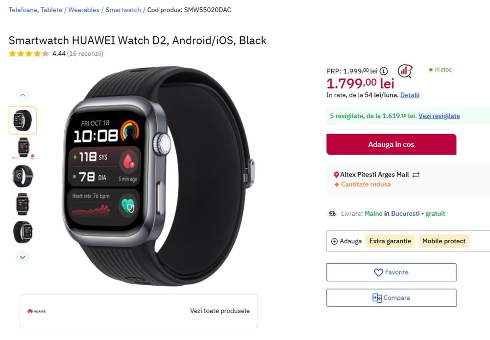 SmartWatch Huawei Watch D2-Android/ İos-Black