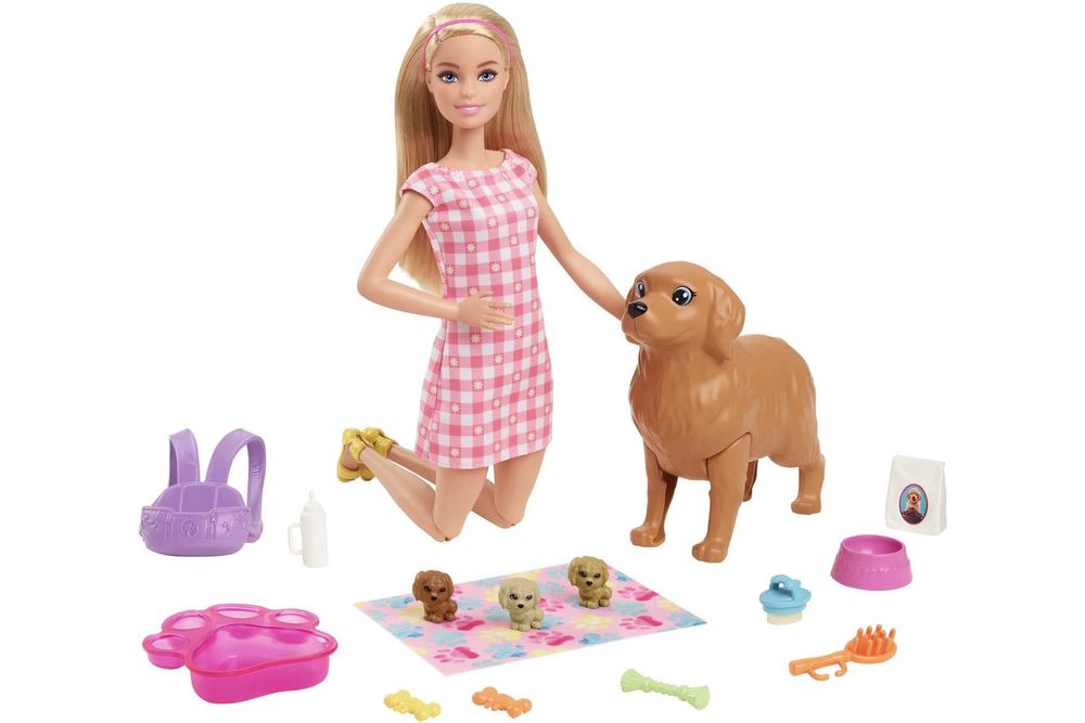 [из США] Кукла Barbie с собакой и щенками