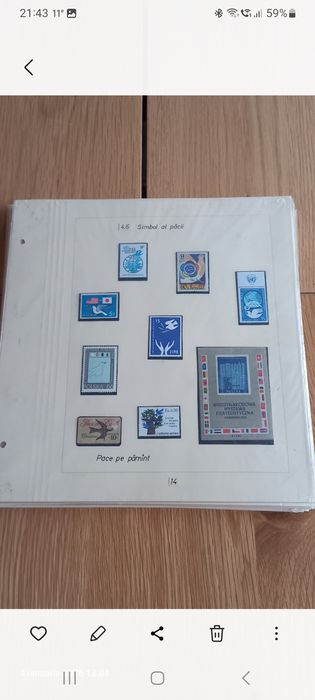 Colecție timbre tematică „Porumbeii – simbolul păcii” + bloc Picasso + FDC