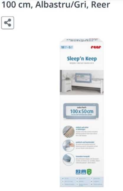 Bariera protectie anticadere din pat bebe, 100cm, marca Reer