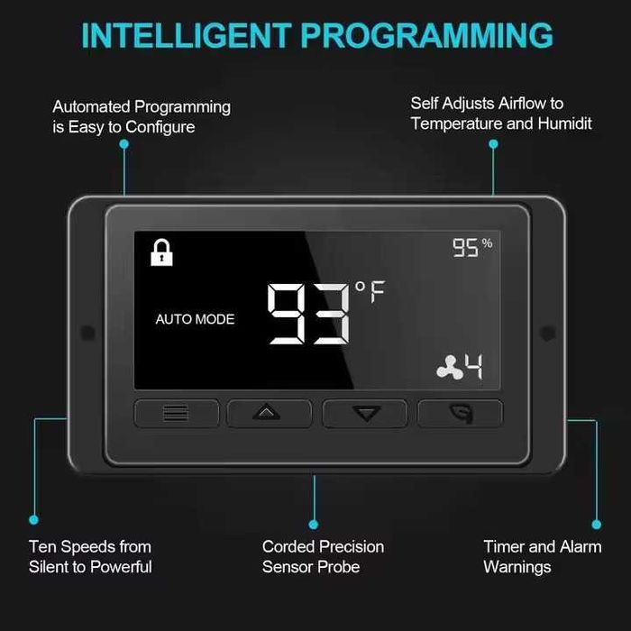 Вентилатор за въздуховоди с WiFi, регулатор на температура и влажност
