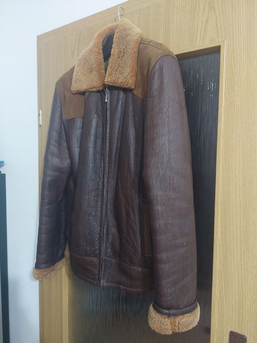 Haina din blana naturala cu fermoar, cojoc bărbați din piele de ovine