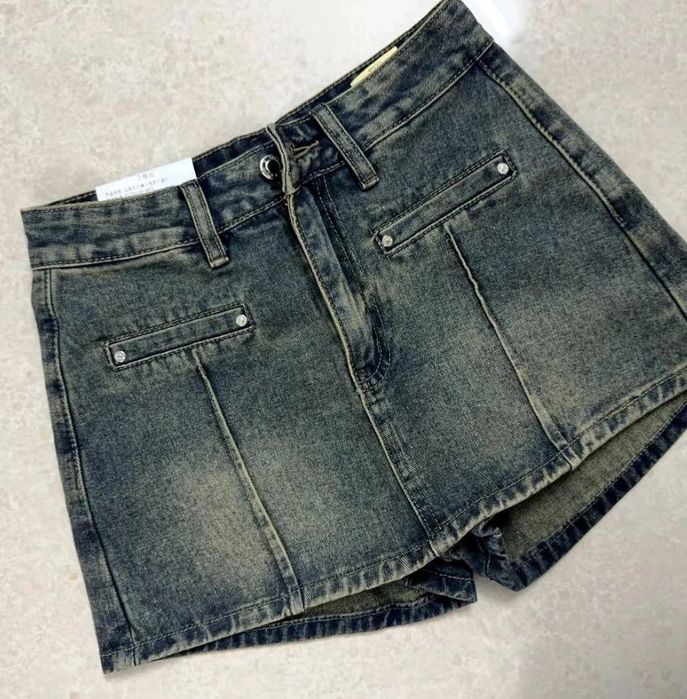 Винтажная джинсовая юбка-шорты