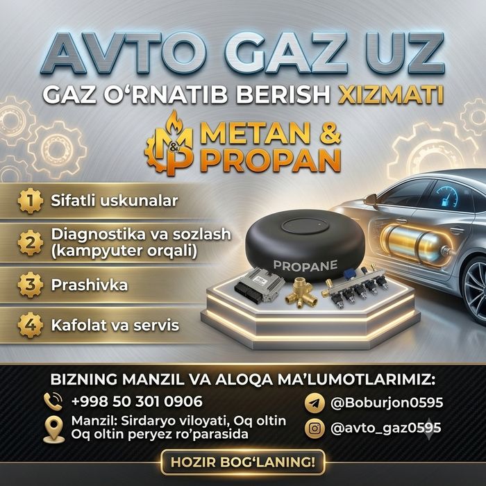 Metan Propan gaz o'rnatib berish xizmati +9