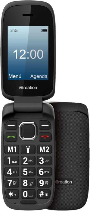 iCreation Черен сгъваем телефон, Bluetooth, USB-C и две SIM карти