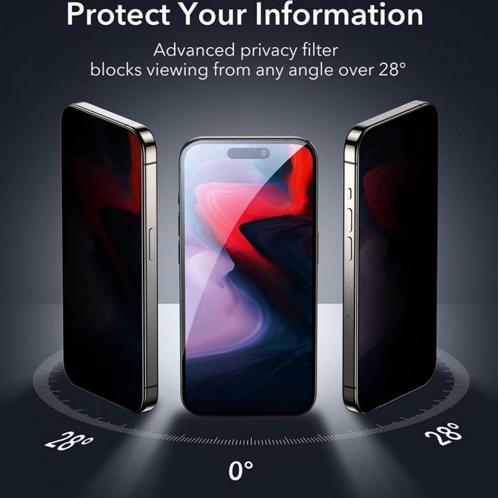 Folie sticla Privacy iPhone 11, 12, 13 Pro, 14, 14 Max, 15, 16, 17 Pro