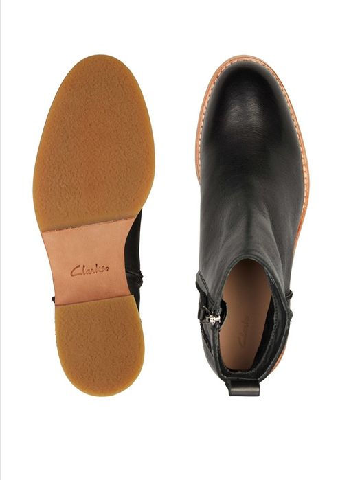 Clarks,botine din piele naturala cu fermoar Cologne, negru ,4