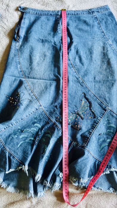 Fusta denim masura L cu model culoare bleumarin