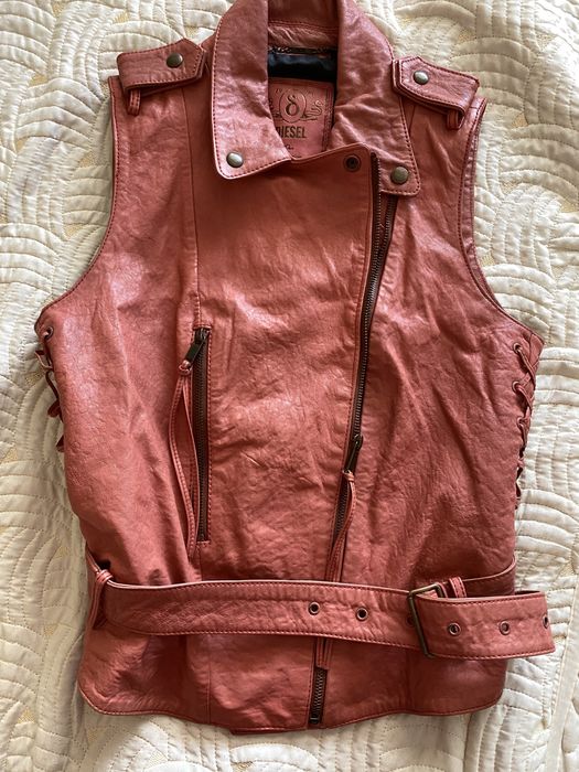 Дамски елек Diesel от естествена кожа, размер М
