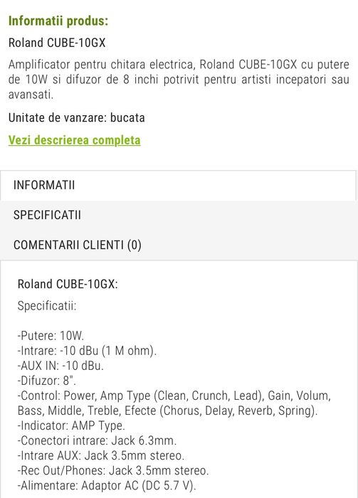 Chitară Electrică Epiphone Les Paul Classic  +Amplificator Roland