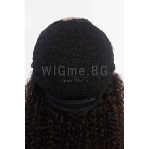 Дълга тъмнокестенява къдрава лейс фронт перука Лейла