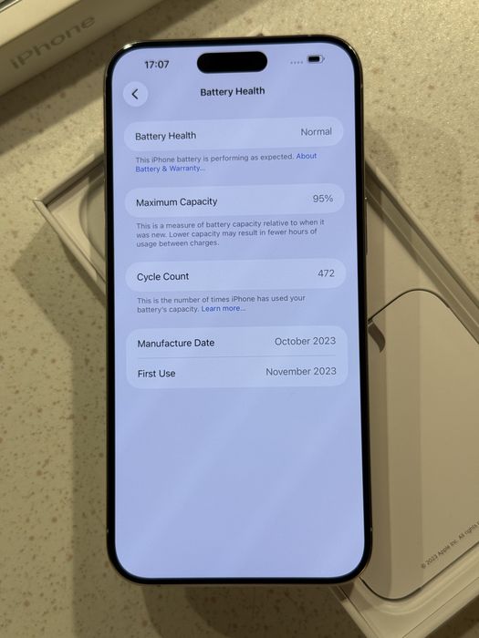 iPhone 15 Pro Max 256GB White Titanium – Като НОВ, 95% Батерия.