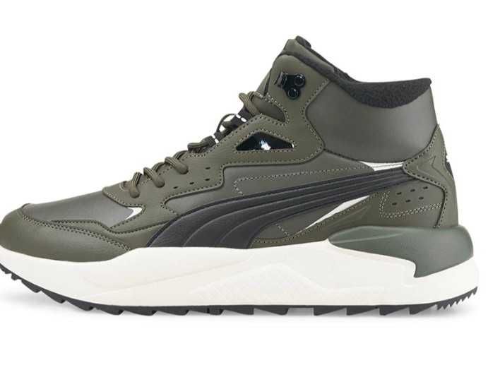 Puma, pantof sport mid-high, piele ecologica, verde army, marimea 44,5