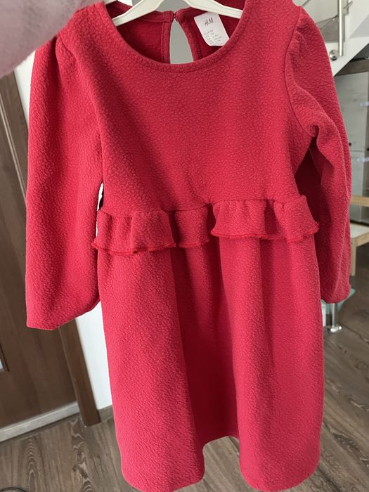 Rochita H&M si salopeta rosie, marime 98