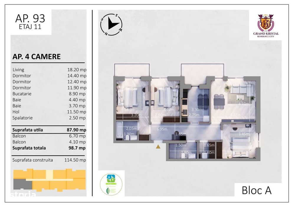 Vanzare apartament 4 camere spatios, finisaje premium, Bd. Metalurgiei