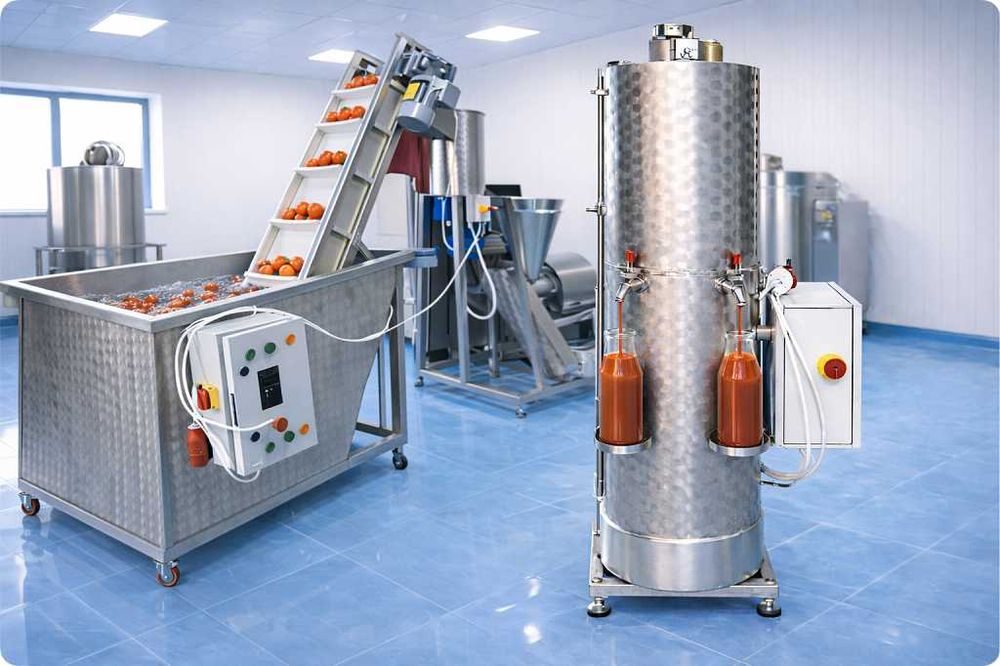 Linie profesionala suc de rosii, bulion, pasta de rosii