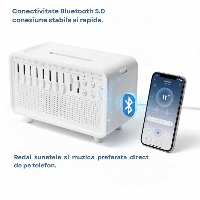 Dispozitiv Multifunctional Cu Sunete Albe, Aromaterapie,Umidificator