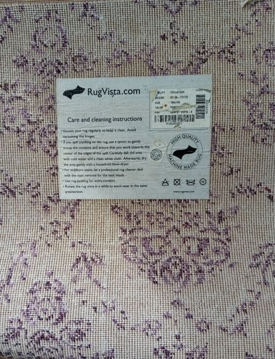 covor rugvista 100 x 160 100x160 cm crem cu frunze mov stare impecabil