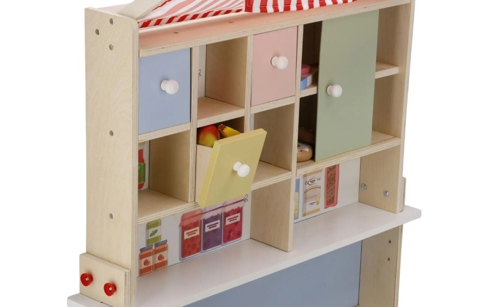 Дървен щанд магазин,Дървен детски комплект за игра