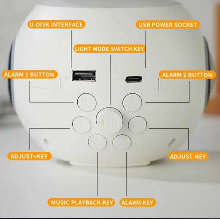 Часы будильник с Bluetooth и подсветкой RGB — Колонка с эмодзи