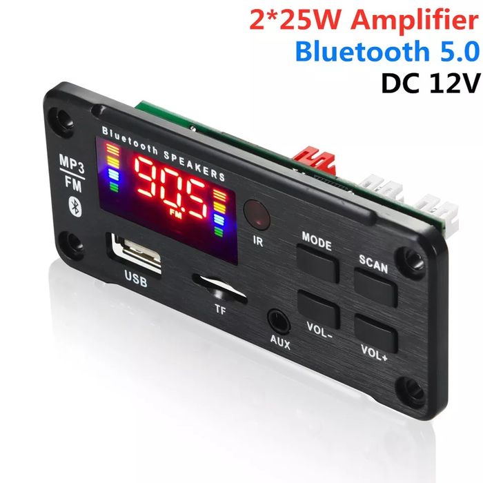 МП 3 плеър 2х25W/6V-12V/ Bluetooth 5.0 с TF card/USB/FM/AUX/Mic/Call