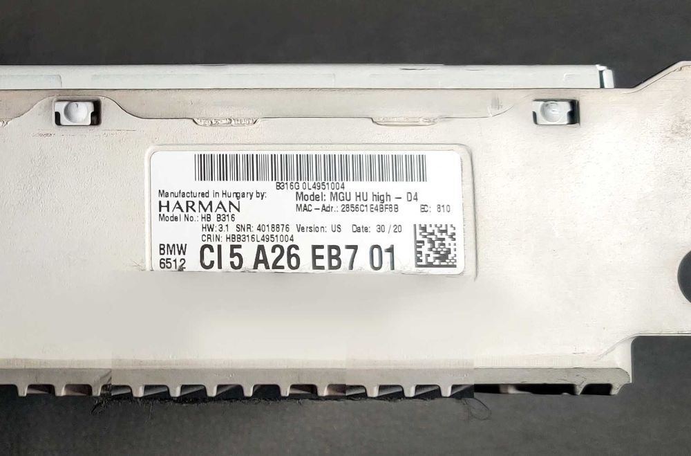 Unitate Navigatie BMW MGU High D4 B316 HW 3.1 -APIX- G01 G05 G16 G20 G30 G80 G82