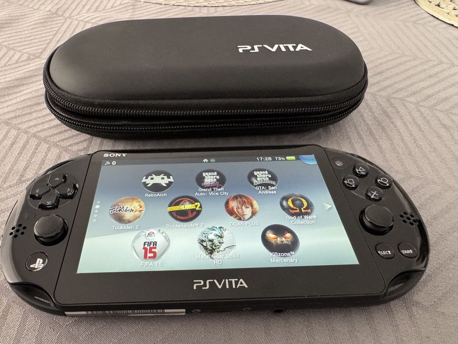 Vând PS Vita Slim Modat – Card 128GB + Grip Ergonomic + Husă