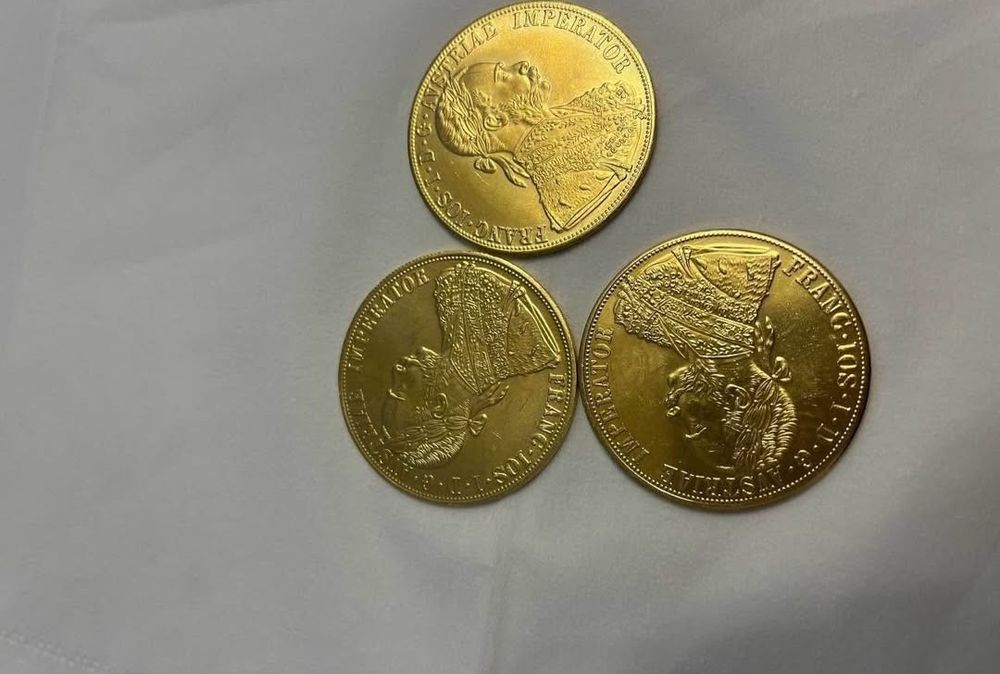 Monede franc.ios placate cu aur 24k