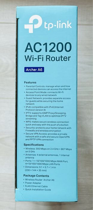 Router TP-LINK AC1200 Archer A6, dual band Wi-Fi