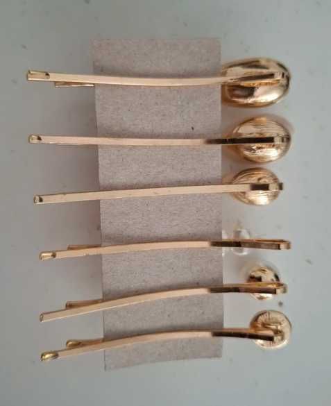 Vand set 6 agrafe aurii, model scoici